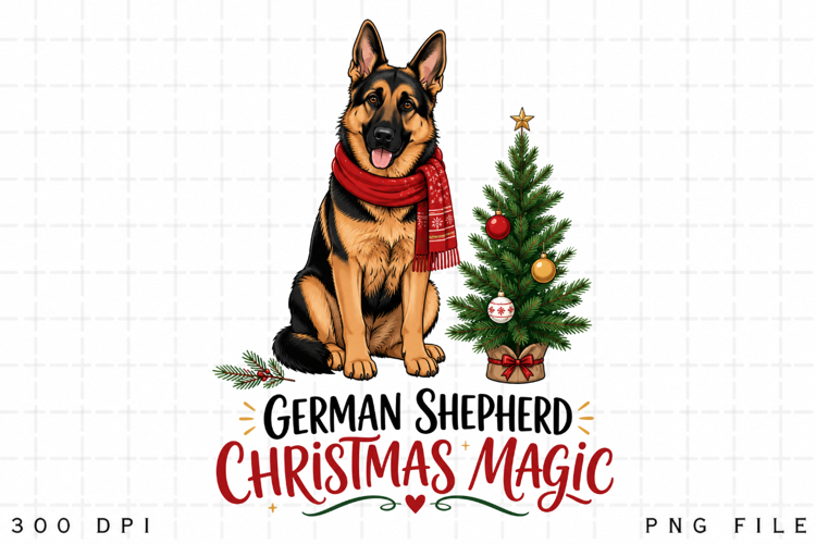 German Shepherd Christmas PNG, German Shepherd Christmas
