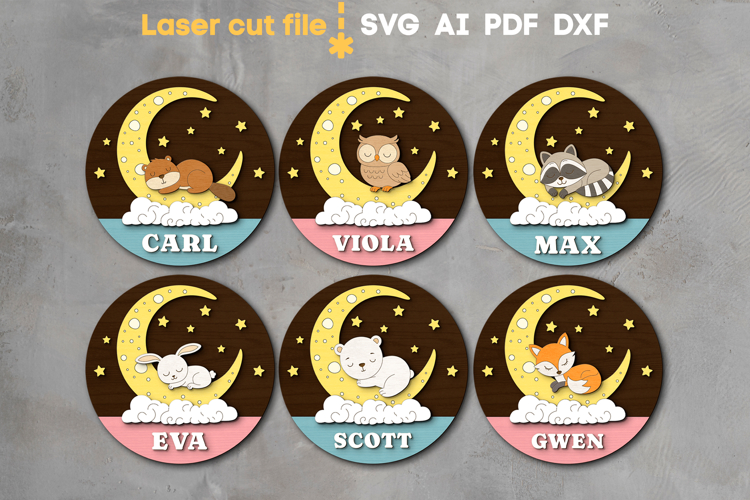 Baby Name Sign Bundle SVG laser cut files for Glowforge