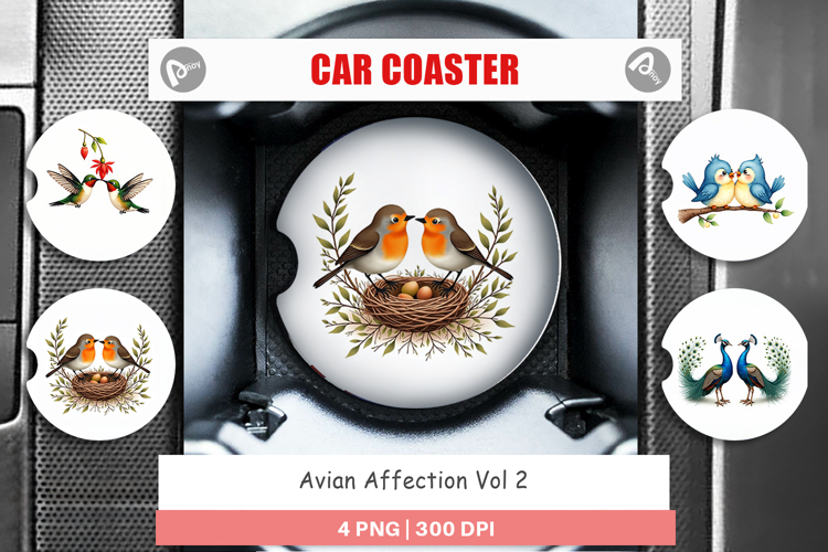 Avian Bird Couples Car Coaster