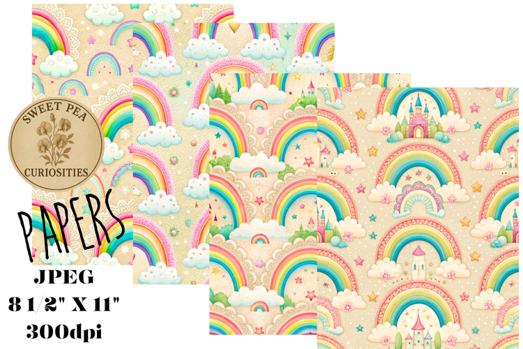 Rainbows, Fantasy, Pastel, Papers, Junk Journal