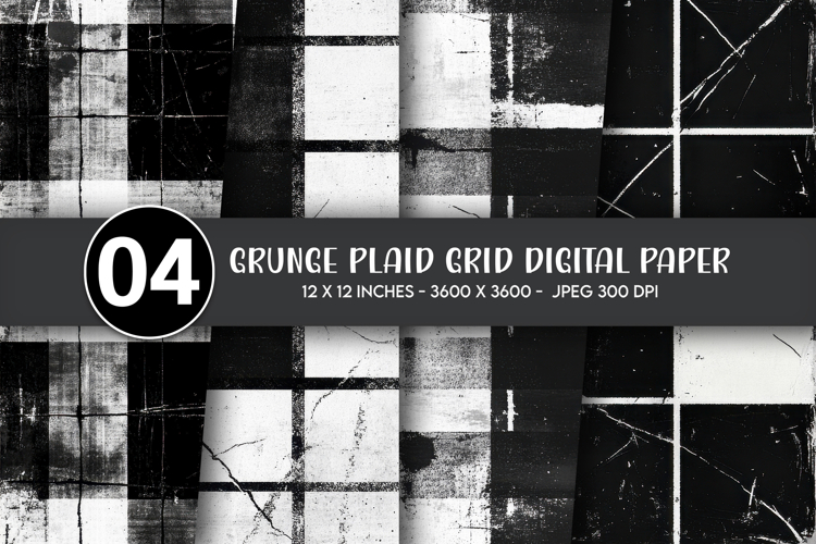 Grunge Plaid Grid Digital Paper