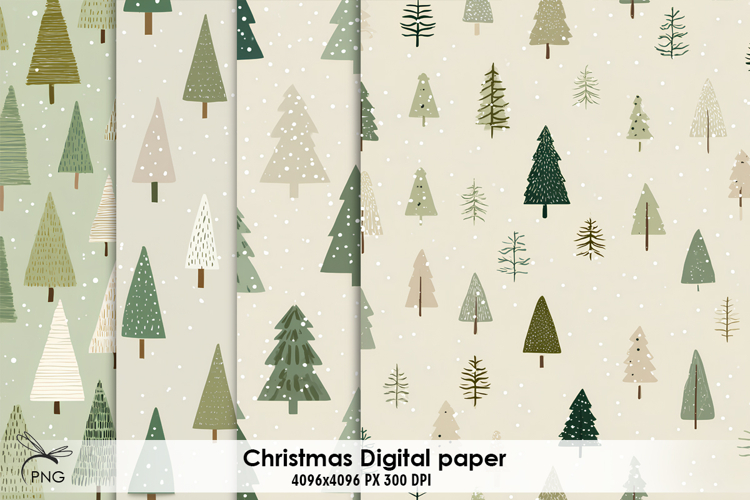 Christmas trees digital paper, background clipart