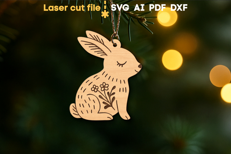 Hare Christmas Ornament SVG laser cut files for Glowforge