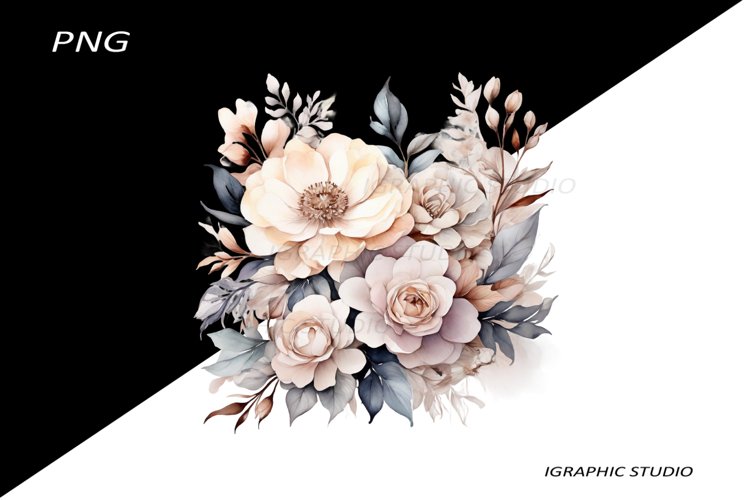Watercolor Pastel Flowers Clipart, Wedding Flowers Clipart example image 1