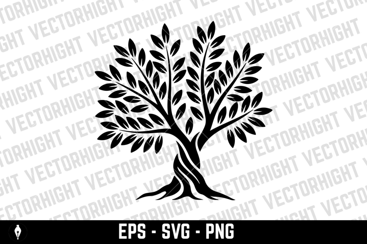 Olive tree silhouette icon. Design element for logo, label,