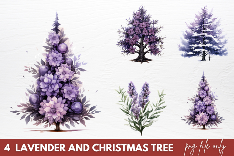 Lavender And Christmas Tree Sublimation PNG