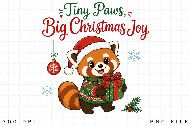 Red Panda Christmas SVG, Tiny Paws Big Christmas Joy, Cute