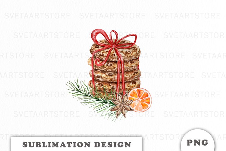 Christmas cookies sublimation design PNG example image 1