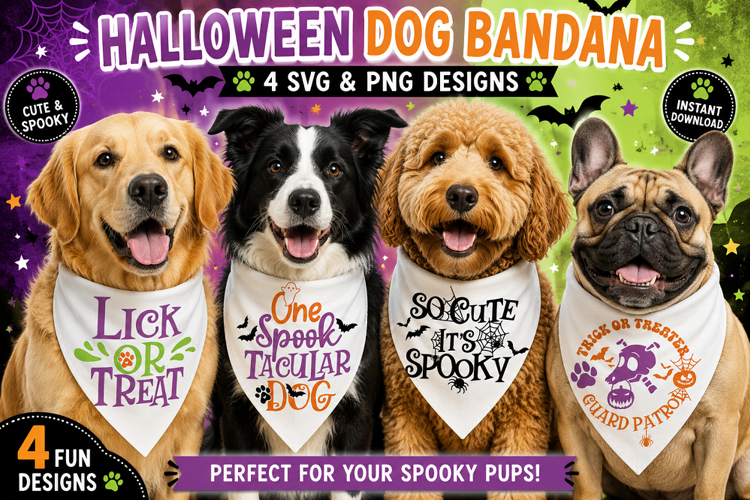 Halloween Dog Bandana SVG PNG, Spooky Dog Sayings