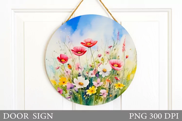 Wildflowers Door Sign Sublimation. Flowers Door Sign Design