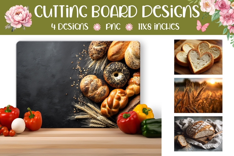 Bread Cutting Board, Summer Cutting Board, Bread PNG