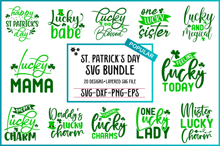 St. Patricks Day SVG Bundle, 20 designs