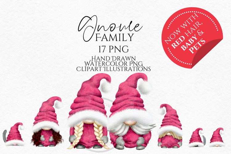 Christmas Pink Family Gnomes Baby & Pets | Gnome Clipart