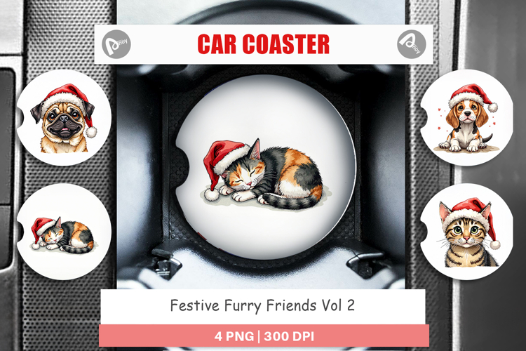 Festive Furry Friends Car Coaster