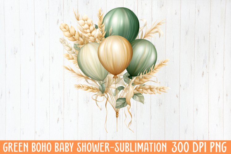 Green Boho Baby Shower Sublimation