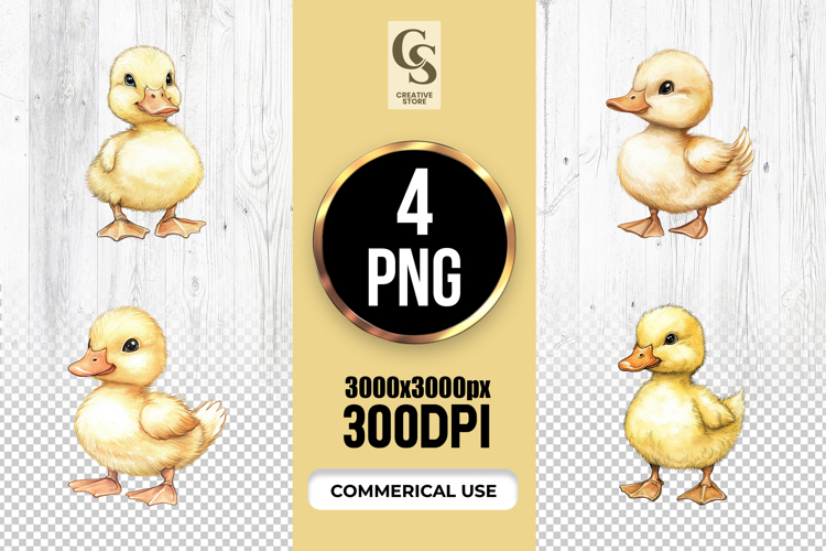 Watercolor Baby Duck Clipart Sublimation PNG