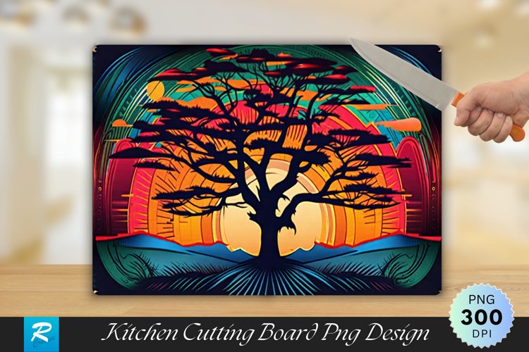 Colorful Tree Cutting Board sublimation Design