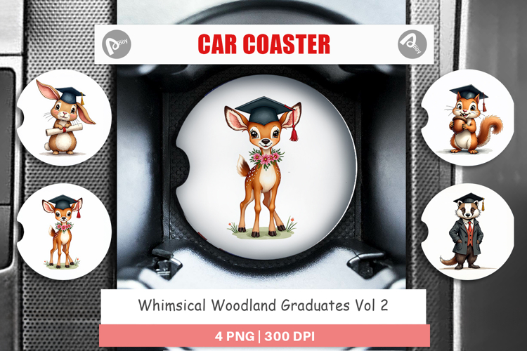 Whimsical Woodland Grad Car Coaster