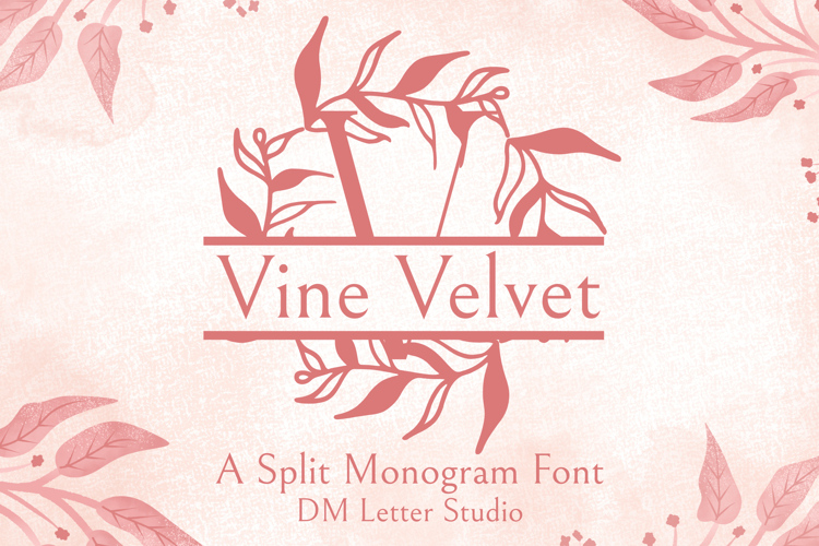 Vine Velvet Split Monogram - Botanical Split Serif Font