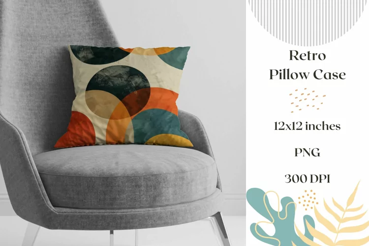 Retro Pillow Case Design, Abstract Pillowcase Template