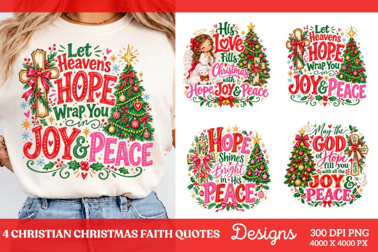4 Christian Christmas Shirt Designs, 4 Nativity Faith Quote