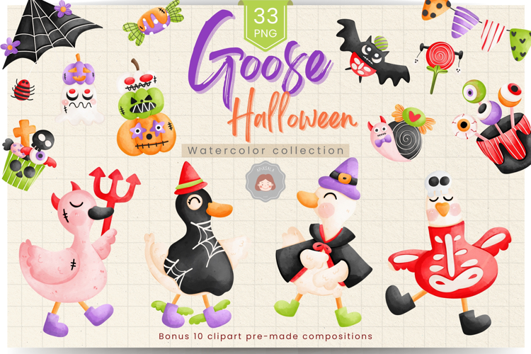 Watercolor Halloween Decor clipart Sublimation Bundle