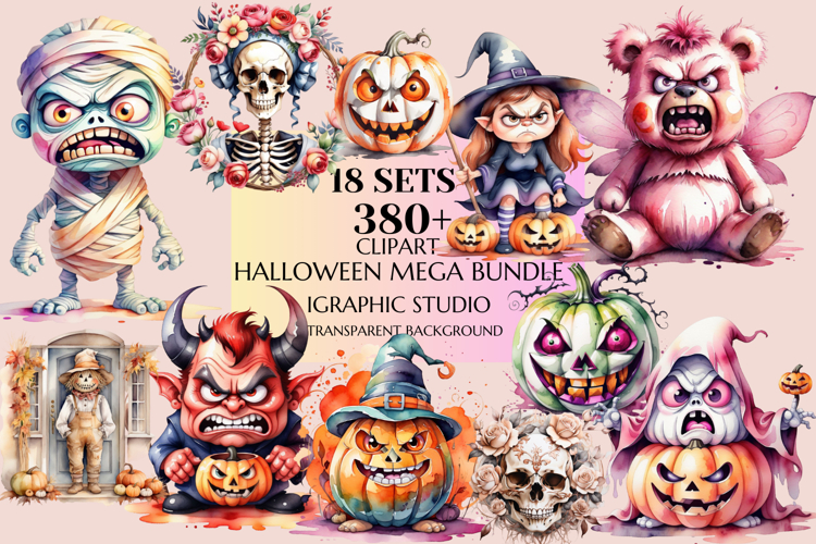 Huge Bundle, Halloween Mega Clipart Bundle, Fall Clipart