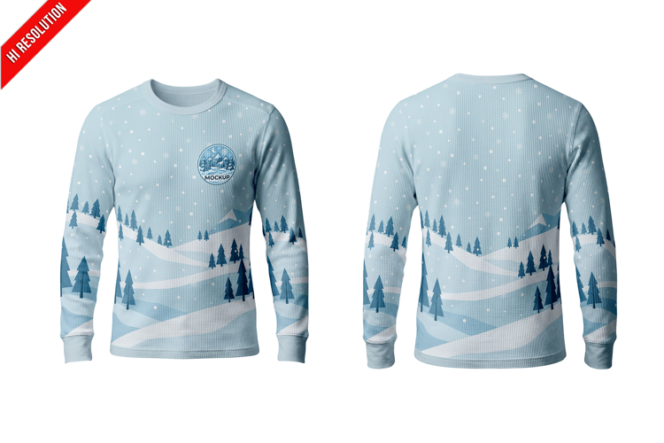 Thermal Long Sleeve T-shirt Mockup example image 1