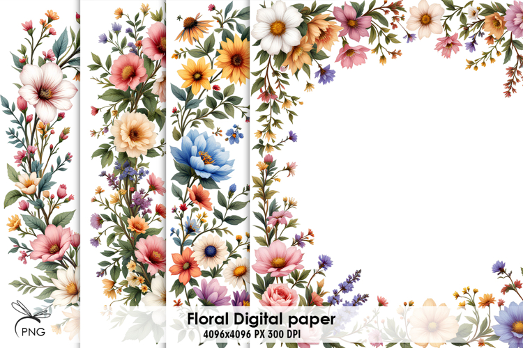 Floral digital paper, background clipart