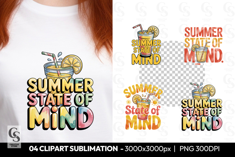 Summer State of Mind Lemonade Clipart Sublimation PNG
