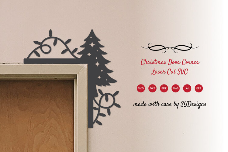 Christmas Door Corner Laser Cut SVG - Winter Door Frame Sign example image 1