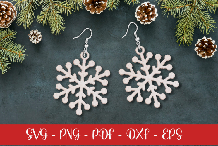Christmas Snowflake Earring SVG |Laser Cut Files