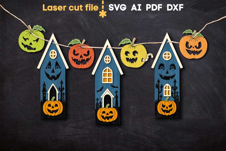 Halloween Garland Bundle SVG laser cut file for Glowforge