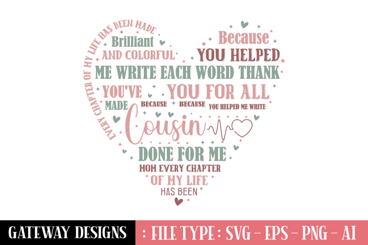 Mothers Day Svg Design, Cousin svg design