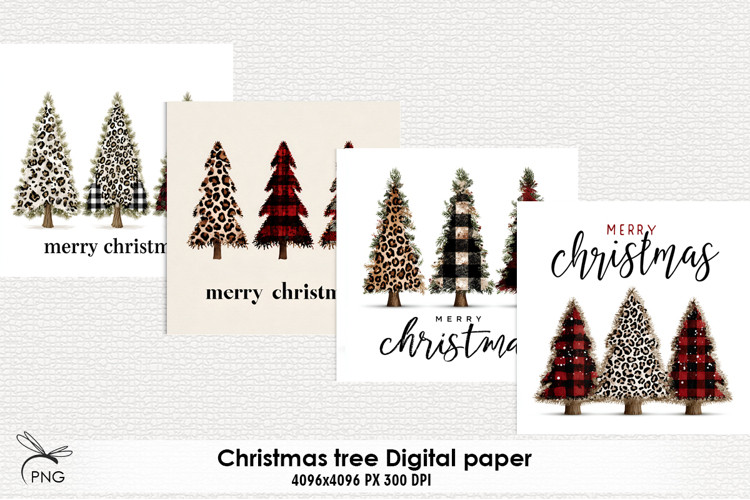 Christmas trees digital paper, background clipart