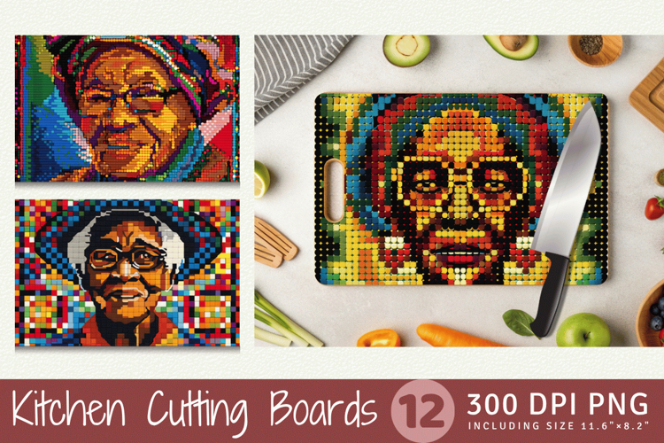 Black History Granny Crochet Cutting Boards sublimation Desi