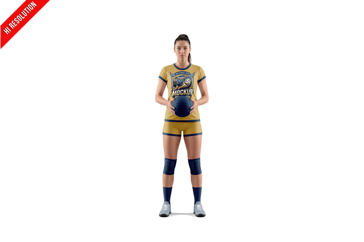 Woman In Full Volleyball Kit Mockup