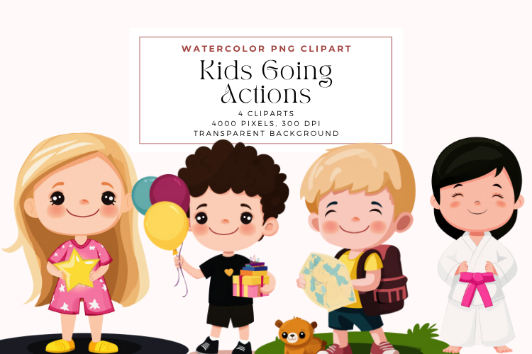 Kids Going Actions Clipart