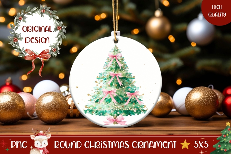 Christmas Pink Bows Ornament, Christmas Tree Ornament PNG