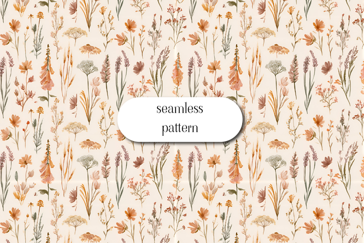 Autumn Wildflower Seamless Pattern | Watercolor Floral