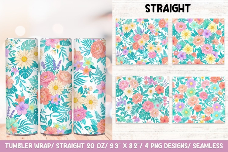 Soft Garden Seamless 20 OZ Skinny Tumbler Wrap Sublimation.
