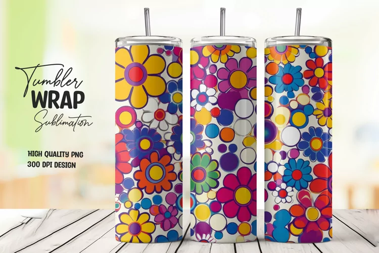 Floral Pattern Tumbler Wrap Sublimation Design