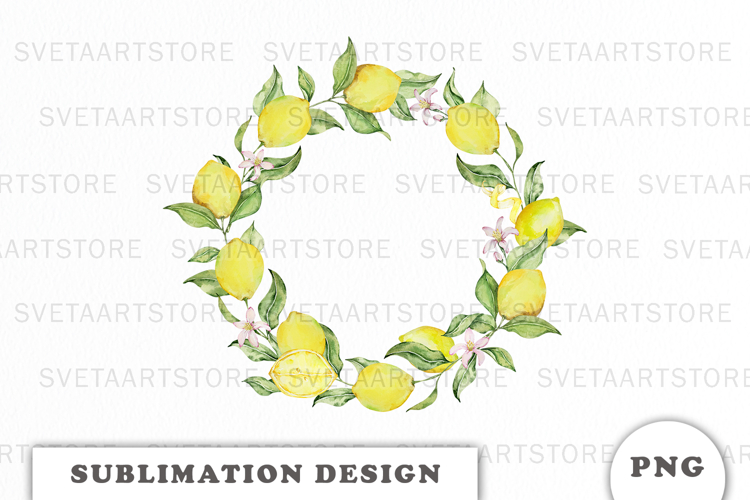 Watercolor Lemons Frame png