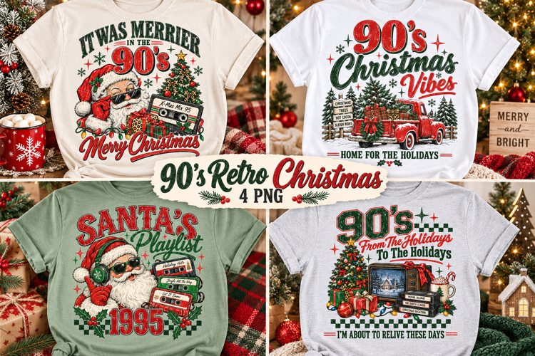 90s Retro Christmas PNG, Vintage Holiday Nostalgia