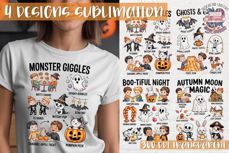 Cute Halloween Clipart PNG Sublimation Cozy Ideas 4 Designs
