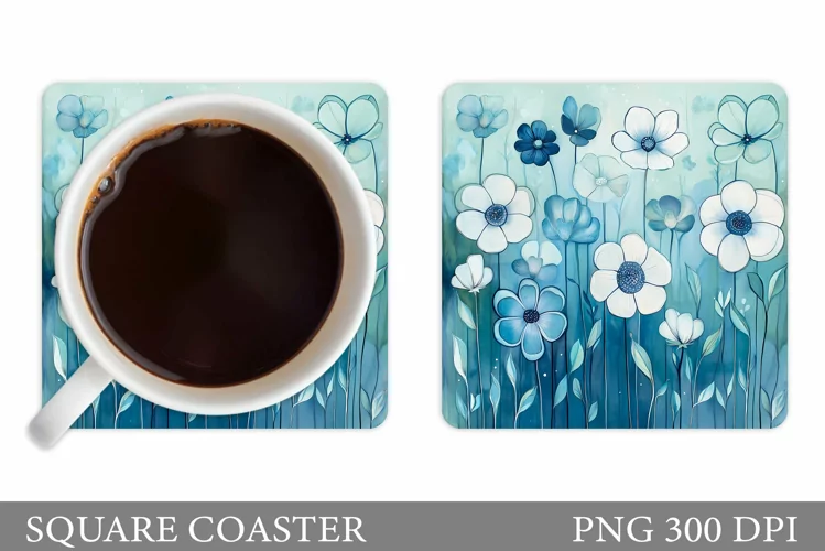 Wildflowers Coaster Design. Flowers Coaster Sublimation