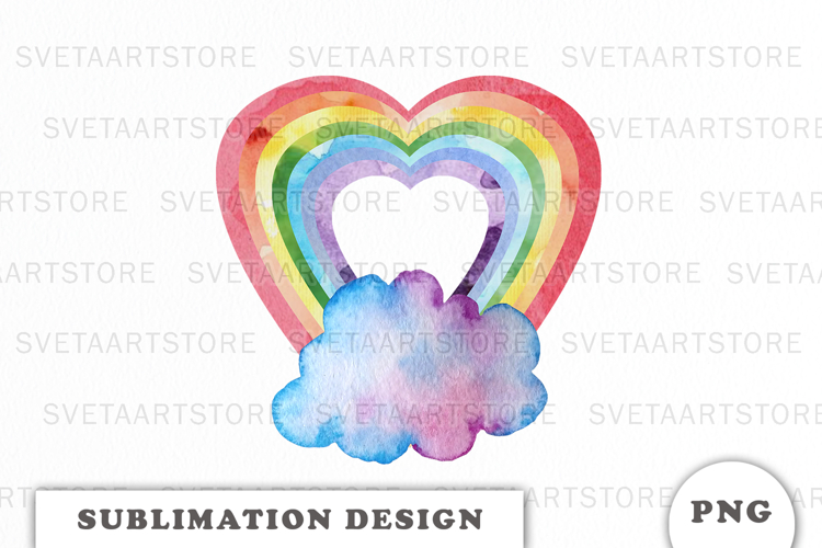 Watercolor Rainbow Heart png