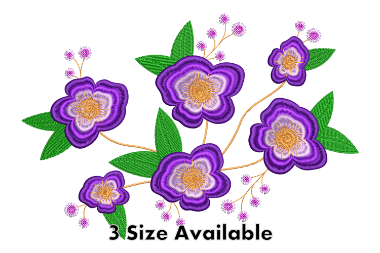 Purple Floral Branch Embroidery Design for Machine