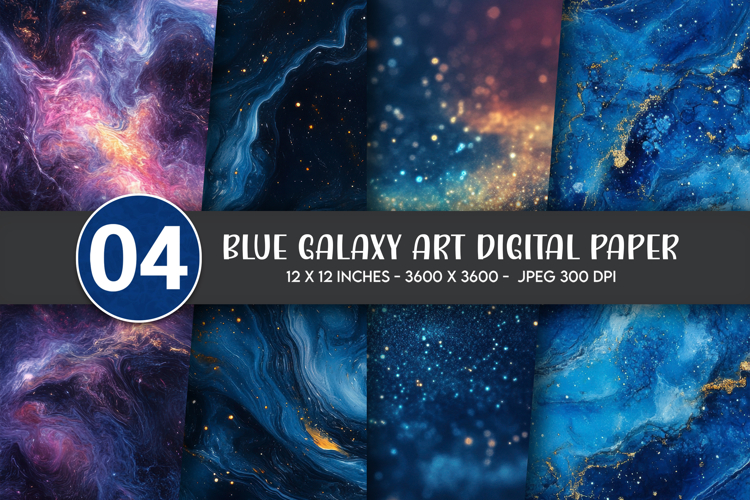 Blue Galaxy Art Digital Paper