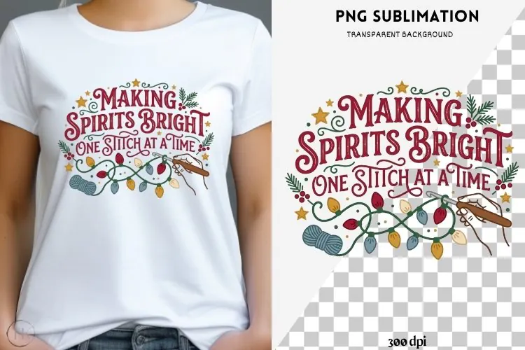 Christmas crochet png design for T-shirts